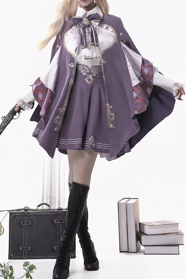 Purple [Magic Carnival] Printed Ruffled Embroidered Bow Gothic Ouji Lolita Skirt Set - Product - 5