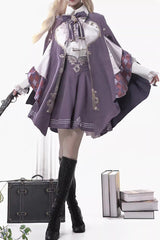 Purple [Magic Carnival] Printed Ruffled Embroidered Bow Gothic Ouji Lolita Skirt Set - Product - 5