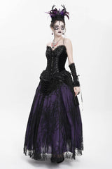 Black Sleeveless Beaded Lace Lace-Up Women's Gothic Overbust Corset - Product - 9