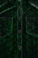 Green Lapel Collar Long Puff Sleeves Men's Gothic Shirt - Product - 6