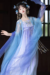 Purple Embroidery Lace Women's Classic Hanfu Dress Full Set - Product - 3