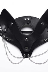 Black Metal Chain Fox Faux Leather Women's Steampunk Mask - Product - 6