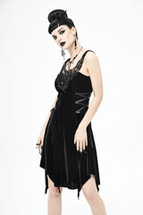 Black Sharp Angled Irregular Hem Gothic Dress - Product - 2