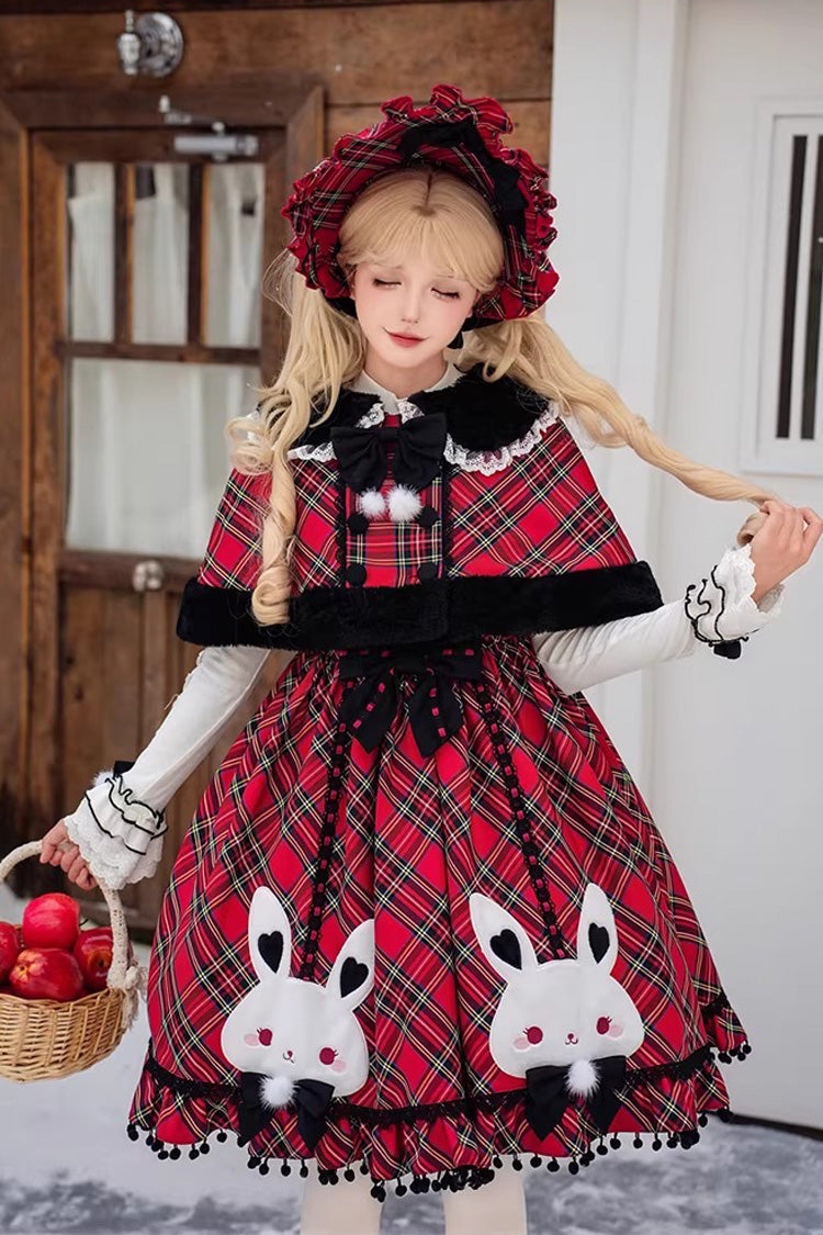 Red [Witch Gargamel] Square Collar Sleeveless Printed Ruffled Bow Lace-Up Gothic Lolita Jsk Dress - Red - 1