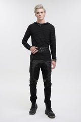 Black Lace-Up Slim Fit Asymmetric Buckled Eyelet Men's Punk Cool Decussate Belt - Product - 6