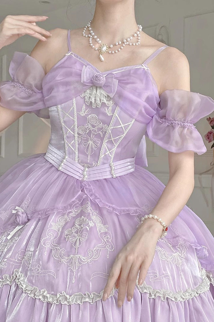 Purple Fantasy Music Box Ruffle Bowknot Lace Ballet Sweet Elegant Lolita Dress - Product - 11
