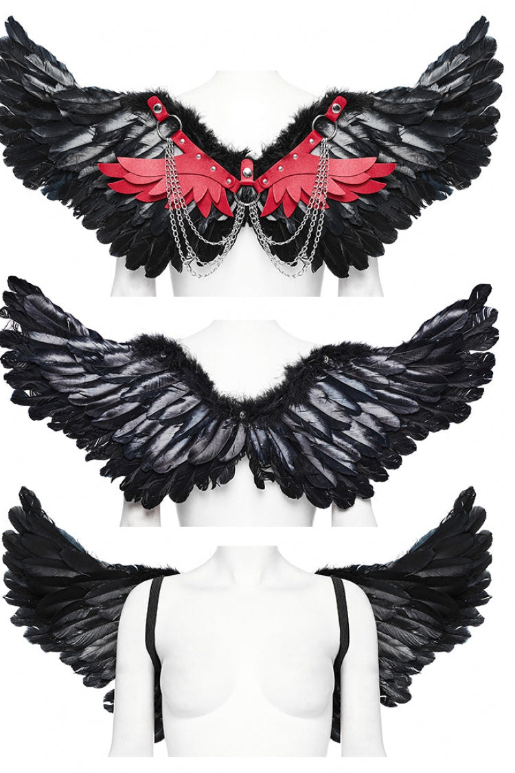 Artificial Leather Stitching Women's Steampunk Feather Wing Harness 2 Colors - Product - 12
