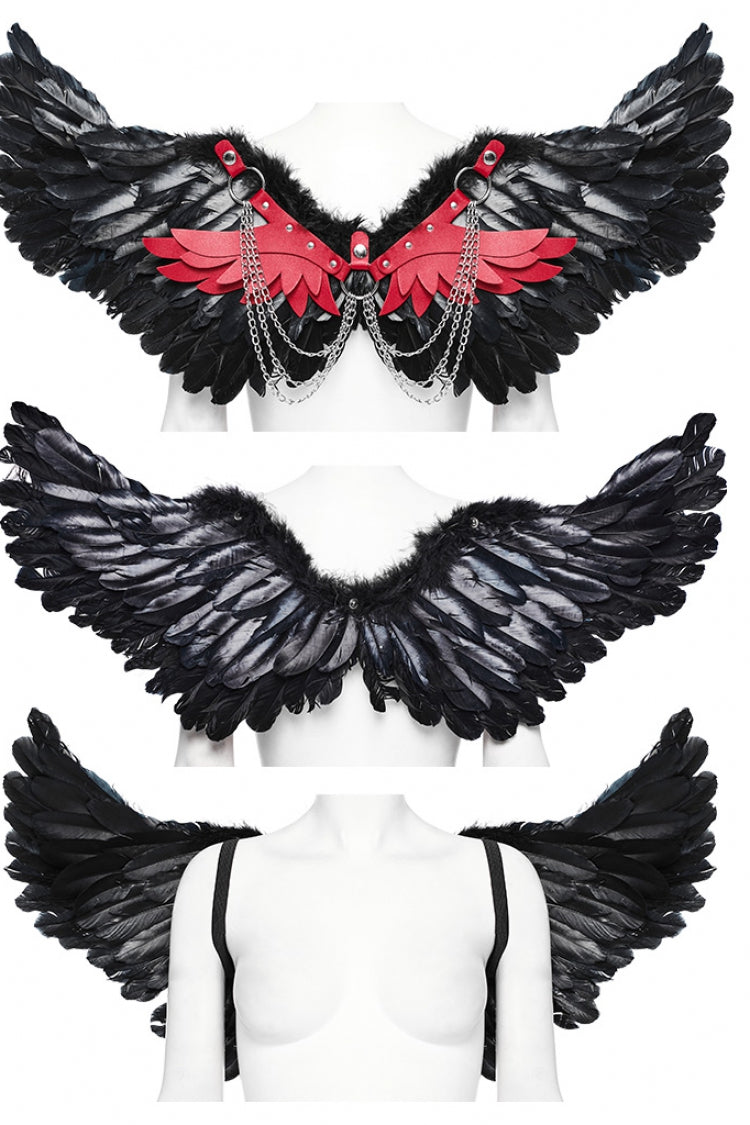 Artificial Leather Stitching Women's Steampunk Feather Wing Harness 2 Colors - Product - 12