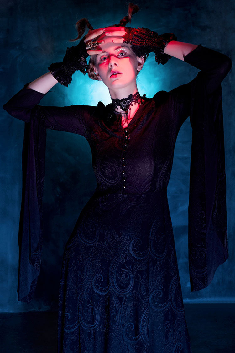 Black High Priestess Hooded Knitted Long Sleeves Gothic Lolita Dress - Product - 4