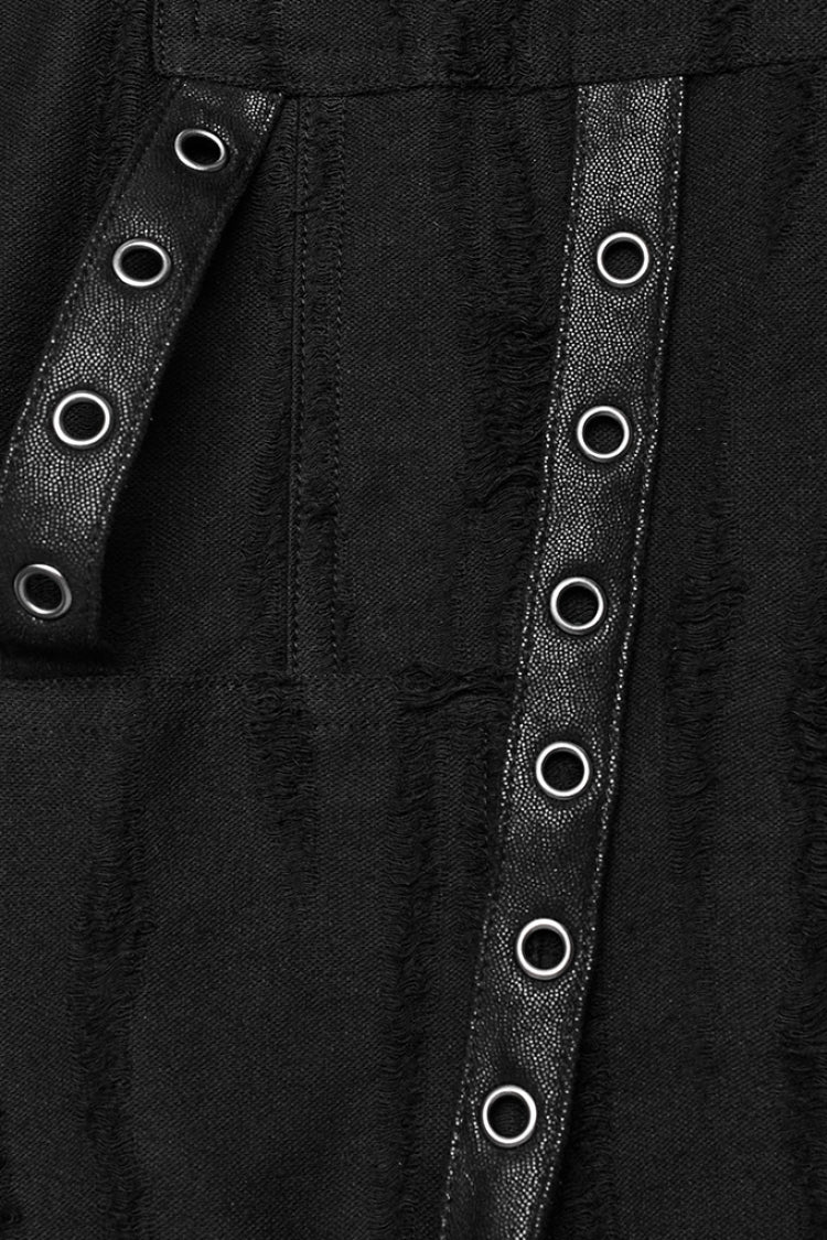 Black Eyelet Pocket Knitted Women's Steampunk Loose Pants - Product - 6