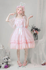 Pink Chiffon High Waist Multi-Layer Ruffled Sweet Lolita JSK Dress - Product - 2