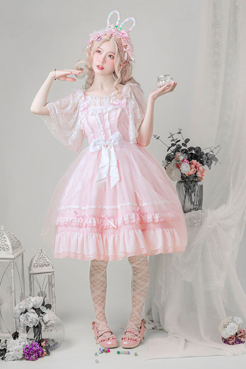 Pink Chiffon High Waist Multi-Layer Ruffled Sweet Lolita JSK Dress - Product - 2