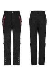 Black Stitching Spider Mesh Ripped Men's Punk Pants - Product - 5