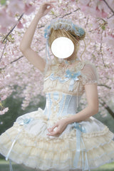 [Flowing Light Gift Box] Square Collar Sleeveless Multi-Layered Ruffled Bow Elegant Ballet Sweet Lolita Jsk Dress 6 Colors - Product - 10