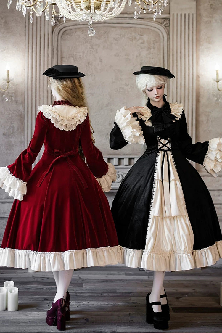 Red [Letters and Poems · Nutcracker Box] Long Sleeves Ruffled Open-Front Bow Lace-Up Gothic Lolita Dress - Product - 10