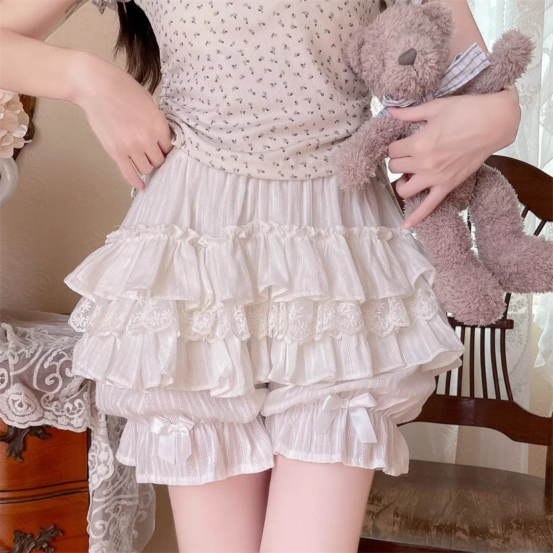 Lace Cotton Layered Lolita Pumpkin Pants 4 Colors - Product - 6