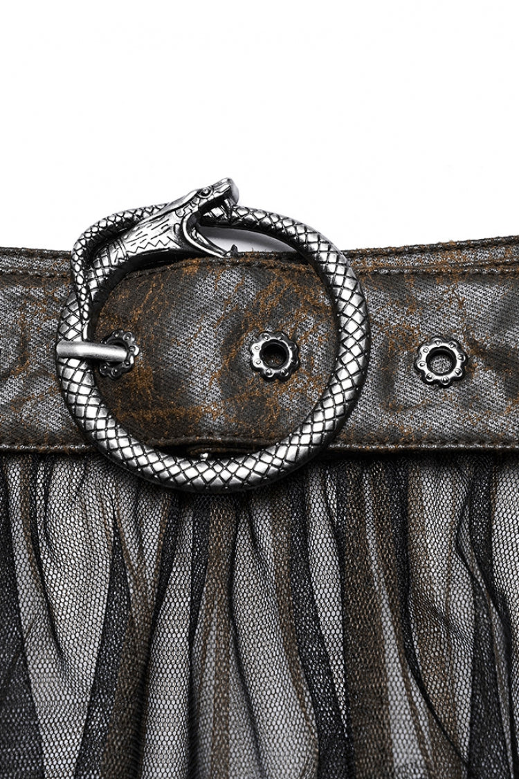 Ruffle Mesh Buckle Women's Steampunk Long Overskirt 3 Colors - Product - 21