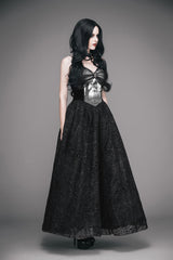 Black Elk Metal Brooch Flocking Print Yarn Floral Women's Gothic Dress - Product - 3