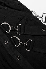 Black Ripped Men's Punk Sagging Pants with Straps - Product - 5