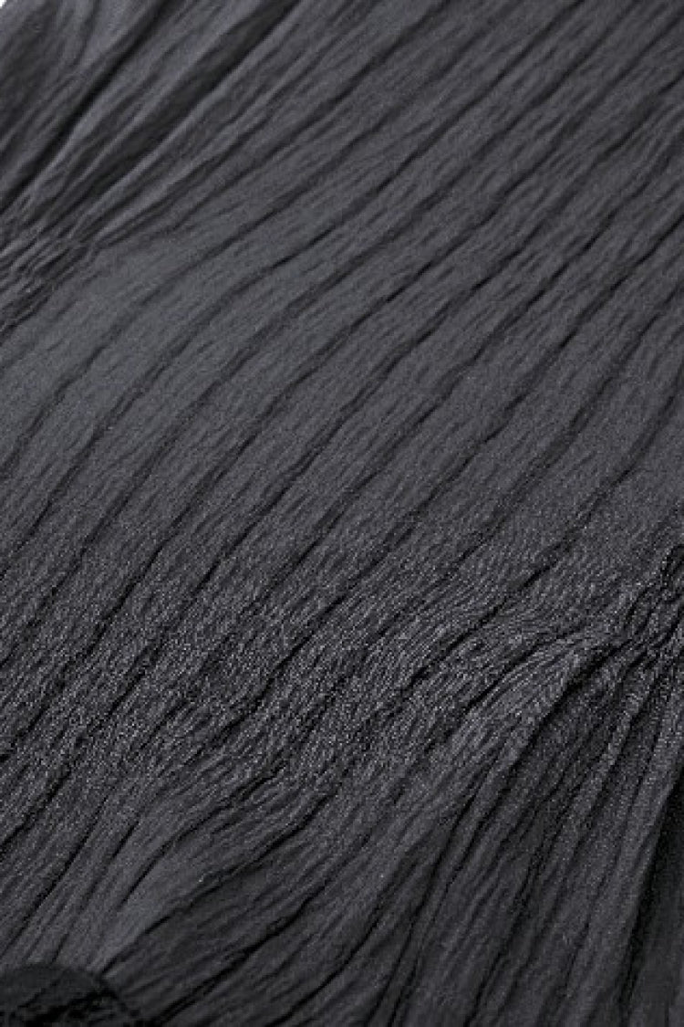 Black Lace Ruffled Stand Collar Bow Sleeveless Triple-Layered Hem Women's Gothic Dress - Product - 19