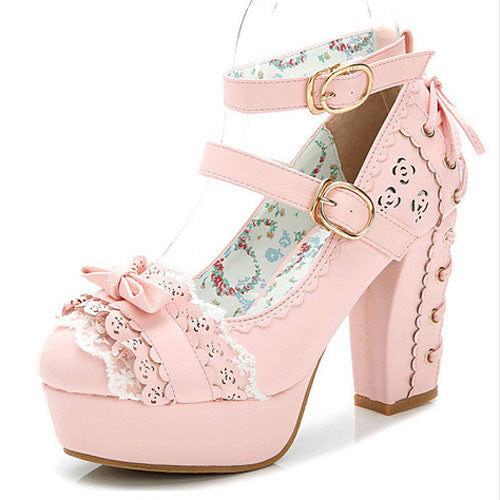 Sweet Princess Lace Bow Sweet Lolita Shoes 3 Colors - Product - 7