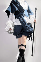 Blue [Rabbit Hunt] Bowknot Vintage Prince Ouji Lolita Coat - Product - 4