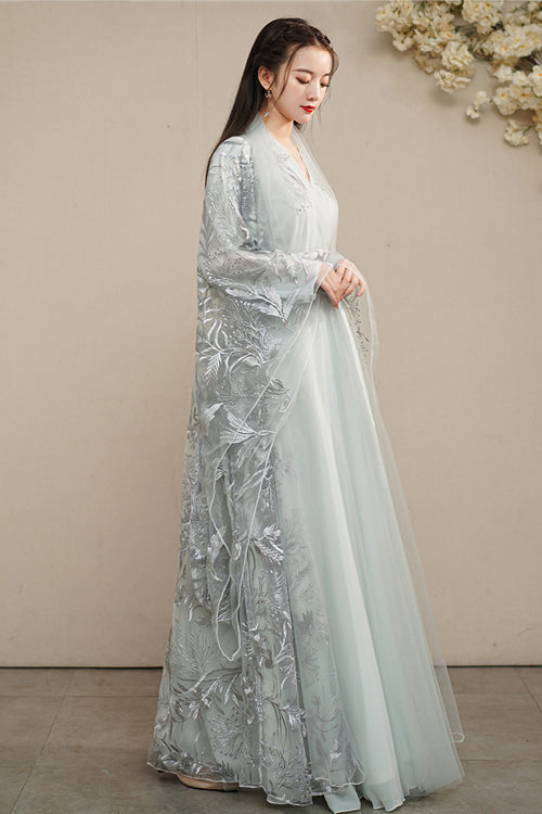 Grey Large Size Ancient Costume Full Set Of Sweet Hanfu Dress - Product - 4