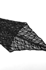Black Off Shoulder Jacquard Hollow Stitching Lace Womens Gothic T-Shirt - Product - 8