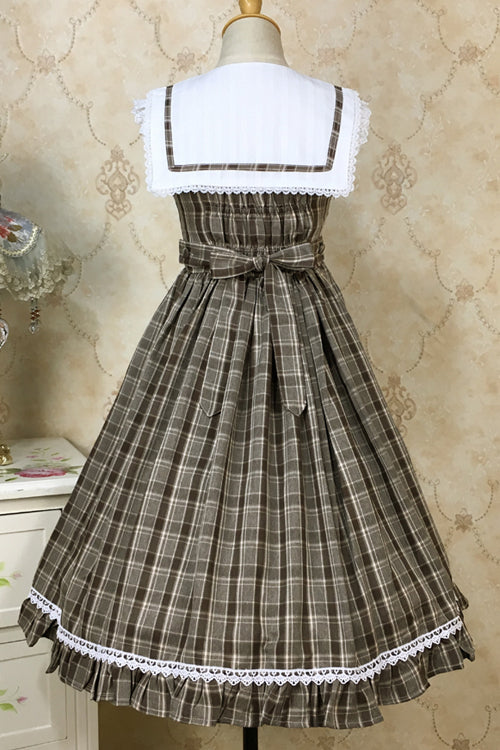 Plaid Print With Fake Collar High Waisted Sweet Lolita JSK Dress - Product - 8