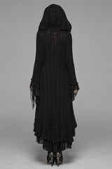 Black Long Sleeves Hollow Hooded Women's Gothic Dress - Product - 3