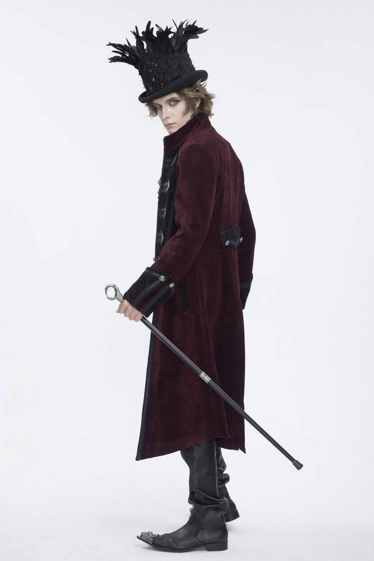 Black Embroidered Men's Gothic Palace Accessory Floral Feather Top Hat - Product - 3
