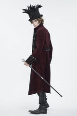 Black Embroidered Men's Gothic Palace Accessory Floral Feather Top Hat - Product - 3
