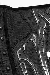 Black Irregular Mesh Zipper Women's Punk Underbust Corset - Product - 6