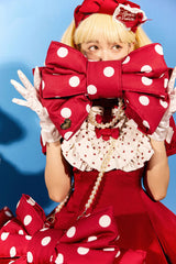Red/White Polka Dot Print Bowknot Shaped Sweet Lolita Backpack - Red/White - 1