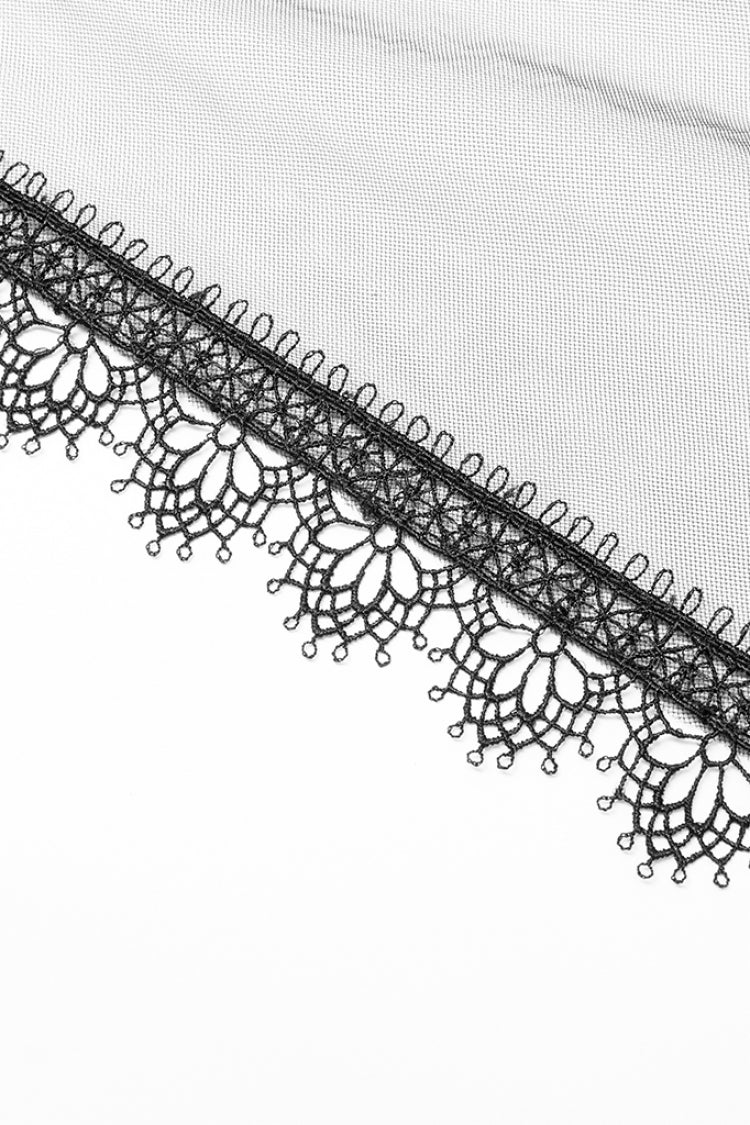 Black Ruffle Lace-Up Women's Gothic Dress - Product - 7