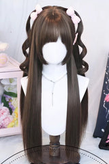 Cute Wispy Bangs Long Straight Japanese Sweet Lolita Wig 3 Colors - Cool-Brown - 4