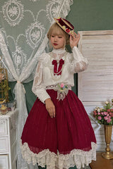 Wine Elegant Vintage Tulip Multi-Layer Ruffled Classic Lolita Skirt Dress - Product - 4