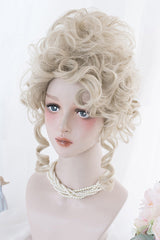 Curly Golden High Coiled Long Sweet Lolita Wig - Gold - 1