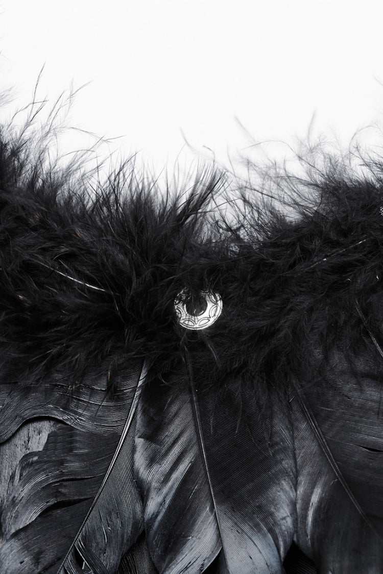 Artificial Leather Stitching Women's Steampunk Feather Wing Harness 2 Colors - Product - 7