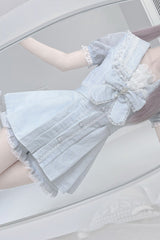 Aqua [Serenade] Short Sleeves Ruffle Bowknot Lace Sweet Jirai Kei Dress Set - Product - 2