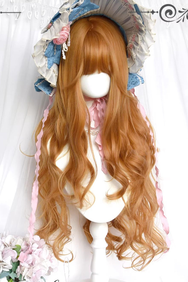 Bright Golden Brown Oil-Painting-Style Vintage Elegant Lolita Long Curly Wig - Bright-Golden-Brown - 1