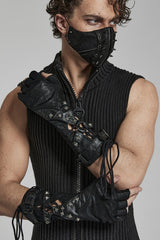 Rivets Print Lace-Up Men's Steampunk Gloves 2 Colors - Product - 2