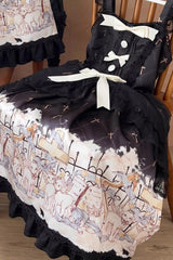 [Angel Lamb] Sleeveless Printed Ruffled Bow Sweet Lolita Jsk Dress 3 Colors - Black/White - 9