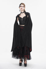 Black Stand Collar Floral Embroidered Women's Gothic Shirt Cloak - Product - 2
