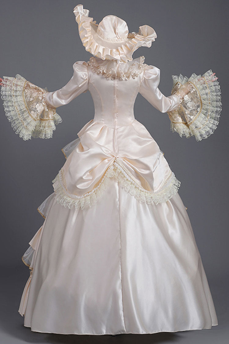 Champagne Hime Sleeves High Waisted Ruffled Multi-Layer Victorian Lolita Prom Tiered Dress - Product - 4