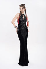 Black Halterneck Sleeveless Rivet Straps Chain Women's Punk Dress - Product - 3