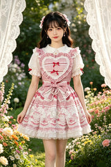 Jirai Kei Lapel Collar Short Sleeves Printed Bow Sweet Plus Size Dress 3 Colors - Product - 3
