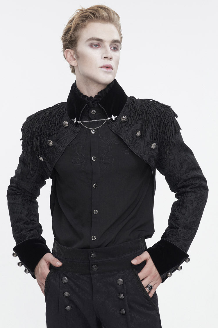 Black Tassels Swallow Tailed Men's Gothic Jacket - Product - 3