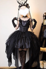 Black Goat of the Forest Lace-Up Gothic Elegant Lolita Dress - Product - 2