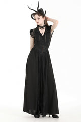 Black High Waisted Heart Embroidered Lace Women's Gothic Maxi Skirt - Product - 8